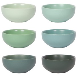 Now Designs Leaf Ceramic Pinch Bowl Set, Soy Sauce Dish, Set of 6, 2 oz