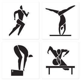 Beistle 4-Pack International Summer Games Sports Cutouts, 12 x 12- Marathon, Gymnastics, Swimming, Track and Field, Athlete Party Decorations