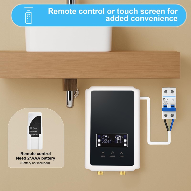 KVNTOOLS Electric Tankless Water Heater (white, 5.5kw)