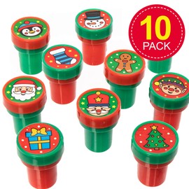 Baker Ross AT251 Christmas Self-Inking Stampers, Arts and Crafts for Kids (Pack of 10), Assorted, 15 x 8 x 4 Centimeters