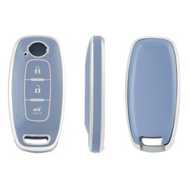 OFFCURVE Car Key Cover Car Key Case Key Fob Cover Car Key Protector Compatible with Nissan Ariya B6/B9 X-Trail T32/T33 Qashqai J12 Juke F16 Altima Teana Pathfinder Rogue Bluebird Kicks (Blue Silver)