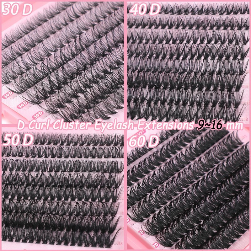 Lash Clusters Kit, 640 Pcs Eyelashes Clusters Extensions Kit 9-16mm