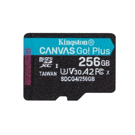 Kingston Canvas Go Plus microSDXC Memory Card Gen4 200MB/s A2 U3 V30 256GB Single Pack w/o ADP Card only-SDCG4/256GBSP