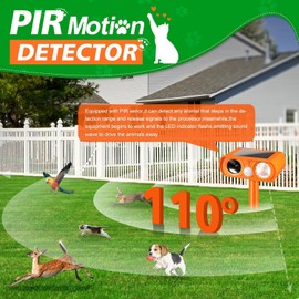 Ultrasonic Cat Deterrent Outdoor, Solar Powered Cat Deterrent with Motion Activated and LED Flashing Light, Waterproof Solar Farm Garden Yard Device for Dogs Cats Birds