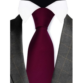 Gusleson 3.15"(8cm) Men's Burgundy Tie for Wedding Solid Wine Necktie Ties for Men (UK0791-06)