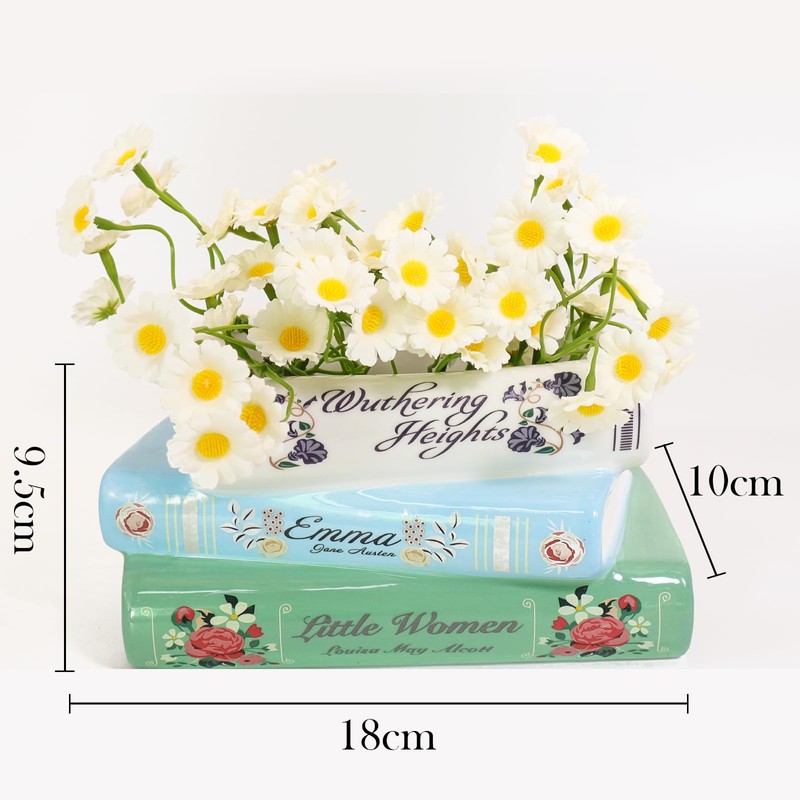 Ligtmor Small Book-Shaped Decorative design Planter, Ceramic for Home Decor,