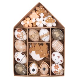 Valery Madelyn Easter Egg Decoration Ornaments Set, 40ct 2.36" Nature Easter Tree Ornament for Kids, Beige White Easter Basket Stuffers Assorted Hanging Egg Bulk for Spring Holiday Party Decor