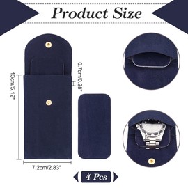 NBEADS 4 Pcs Velvet Watch Pouch, Single Watch Storage Bag Watch Travel Case Portable Watch Organizer with Flip Cover for Watch Ring Jewelr, Black, 13x7.2cm