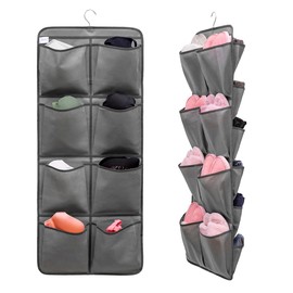ANIZER Dual Sided Hanging Closet Organizer Shoe Rack Holder with 26 Large Pockets (GREY)