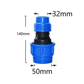 MiJunHD PE Pipe Reducing Straight Connector,50mm to 32mm Reducer Coupler Connection Plastic Quick Fittings for Garden & Agriculture Watering (1 Piece)