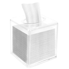 Fahibin Acrylic Tissue Box,Clear Facial Acrylic Tissue Box,Square Tissue Dispenser Box 13 x 13 x 14 cm - for Dining Room, Bathroom, Bedroom