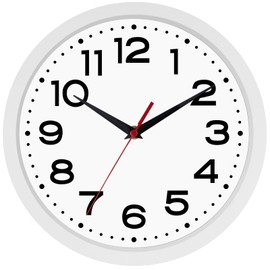 Reloj de pared silencioso y moderno con pilas, de 10 pulgadas, pequeño, clásico, analógico, decorativo para cocina, sala de estar, oficina, recámara, baño (blanco)