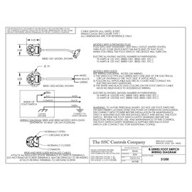 SSC Controls B850-1502 Foot Switch with Mounting Plate, Momentary, Single Pedal, 8-ft Cable with Leads, Made in USA