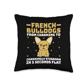 French Bulldogs From Charming To Charmingly Stubborn Throw Pillow