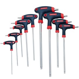 KEWAYO 9pcs Torx Key Wrench Set, T10-T50 T-Type Handle Star Key, Metric Long Arm Torx End Hex Key Wrenches Tool, Two-tip Design, Bike Repair Tool