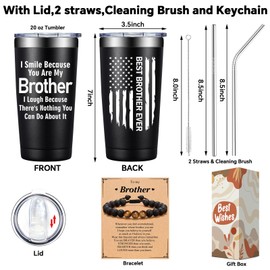 Grifarny Brother Gifts - Brother Christmas Gifts from Sister - Fathers Day, Birthday Gift for Brothers Adult- Best Brothers Ever Tumbler Cup 20 oz
