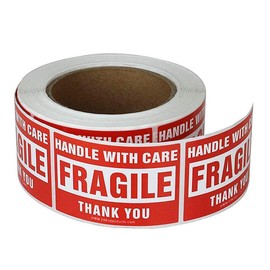 enko 3 x 5 Inch Large Fragile Stickers Handle with Care Warning Packing Shipping Label - Permanent Adhesive (1 Roll, 500 Labels)