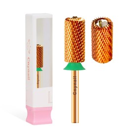 Cnynail Cnynail 3/32" Large Barrel Crystal Top Tungsten Carbide Nail Drill Bit Safety Bit for Gel & Acrylic Removal, 2-Way Rotating Efile Tip, Salon Electric File Accessory (C Grit, Ti-Gold)