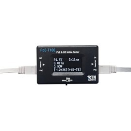 PoE-T100 Inline DC & PoE Tester Tool – Test 802.3af/at/bt, PoE+, 4PPoE, Passive PoE & 12-57V DC with OLED Display, Current, Voltage, Power and Polarity
