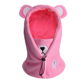 Boys Girls Winter Warm Windproof Balaclava Hat Ski Riding Face Mask Fleece Neck Warmer (Pink)