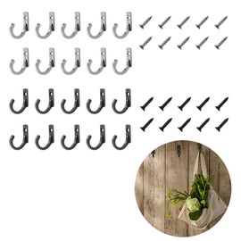 RUIENGCOMM 20 PCS Small Hooks Small Vintage Bronze Hooks Single Hook Robe Hook Metal Wall Hook Shower Metal Cloth Hanger Hook for Hanging Coat Key Hat Jewelry Bedroom Bathroom Kitchen Cupboard