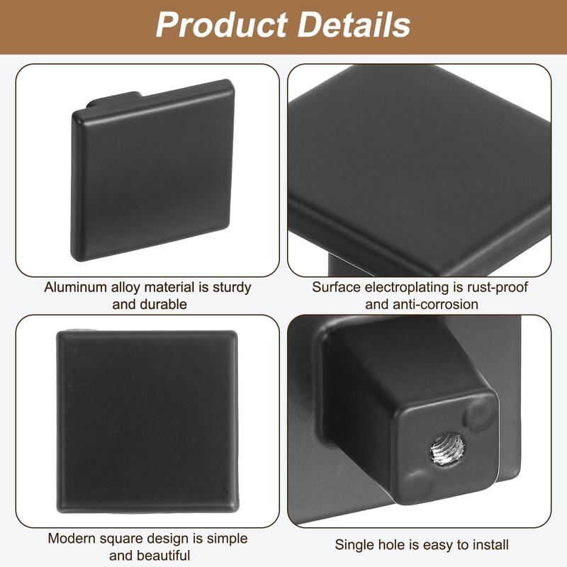 sourcing map 5Pcs Square Cabinet Knobs, 1.2 Inch Square Kitchen