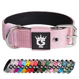 TSPRO Tactical Dog Collar 1.25 inch Wide Dog Collar Military Grade Strong Dog Collar Thick Dog Collar Heavy Duty Metal Buckle Dog Collar Fit 14-17 inches Neck (Pink -S)
