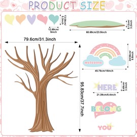 Pastel Tree Spring Bulletin Board Classroom Decorations Welcome Bulletin Board Sets You Belong Here Heart Rainbow Cutouts for Teacher School Nursery Home Classroom Chalkboard Door Wall Decor