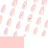 24Pcs Short False Nails - Pink French False Nails Press