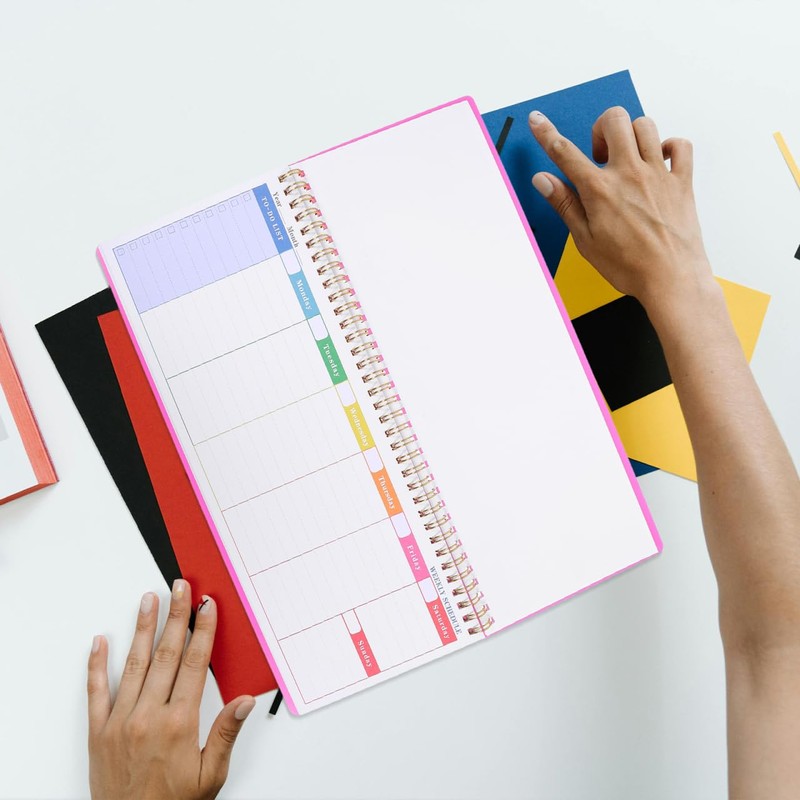 Didiseaon Weekly Planner Spiral Bound Undated Pink with Daily Hourly