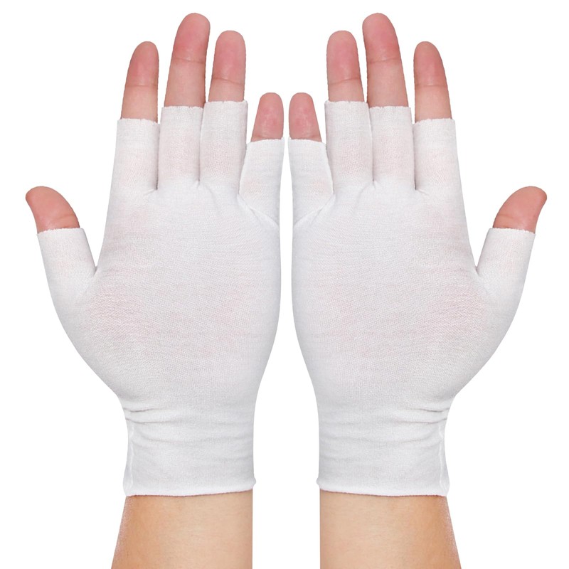 4 pares de guantes blancos sin dedos, guantes hidratantes de