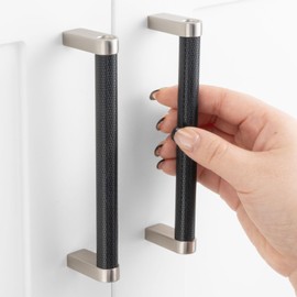 ASKANO Black and Nickel Cabinet Pulls, 5 Inch Hole Centers, Knurled Bar Kitchen Cabinet Handles AP1311 | Pack of 10, Solid Hardware for Kitchen Door Drawer Dresser Bathroom Vanity Cupboard, 5"