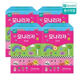모나리자 박스포장  눈금창 천연펄프 힙앤팝 미용티슈 230매 6입 4팩(총24입) Mona Lisa Boxed Packaging Gridded Window Natural Pulp Hip & Pop Beauty Tissue 230 Sheets 6 Packs 4 Sets (Total 24 Sheets)