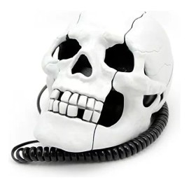 TechMel Telefono De Casa Fijo Forma De Craneo Calavera Blanca