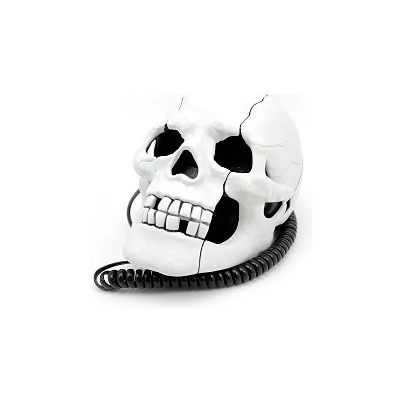 TechMel Telefono De Casa Fijo Forma De Craneo Calavera Blanca