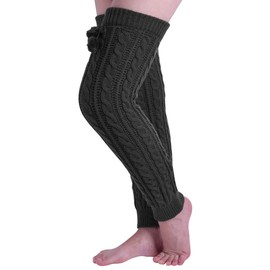 Nanxson(TM) Women's Super Long Cable Knit Leg Warmers TTW0002 (darkgrey)
