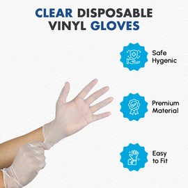 ACCURATE Vinyl clear Disposable Extra Strong Gloves Latex, Powder Free, Use For Food, Safety, Cleaning, etc Pk of 100 (LARGE)