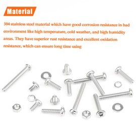HELIFOUNER 370 Pieces M4 x 6mm /8mm /12mm /16mm /20mm/25mm /30mm, Phillips Pan Head Machine Screws, Metric Screws Bolts Washers Nuts Kit, 304 Stainless Steel