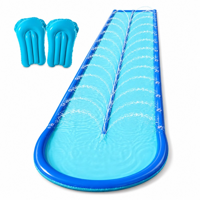 Extra-Wide Backyard Water Slide with Dual Sprayers & 2 Bodyboards