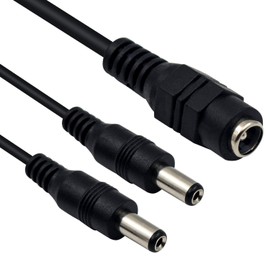 Duttek CCTV Power Splitter Cable, DC 5.5 x 2.1 mm, 1 Female to 2 Male, Splitter Cable, 2 Way DC Power Cable, Y Splitter for CCTV Security Camera/IP Camera/DVR Standalone/LED Strip (40 cm)
