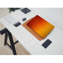Pixel Pear Laptop Skin with 3D Orange Water Drop Pattern Design - Universal Vinyl Sticker Decal, Fits 13-15.6" Laptops, Dustproof, Waterproof, Reusable Cover