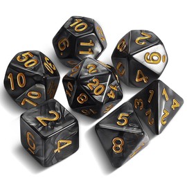 QMAY DND Dice Polyhedral Dice Set - 7 Pieces for Dungeon and Dragons MTG RPG D&D D20, D12, D10, D%, D8, D6, D4 (Red Engraving)