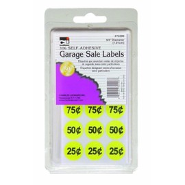 Charles Leonard Inc. Garage Sale Labels, Blank and Priced, Yellow, 306/Box (72290)