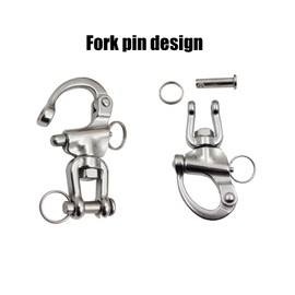 Vastsea Pack of 2 Stainless Steel Snap Shackles, Marine Boat Swivel Shackle, 316 Stainless Steel Jaw Swivel Snap Shackle with Small Steel Ring for Sailing Boat Spinnaker Halyard (70 mm)