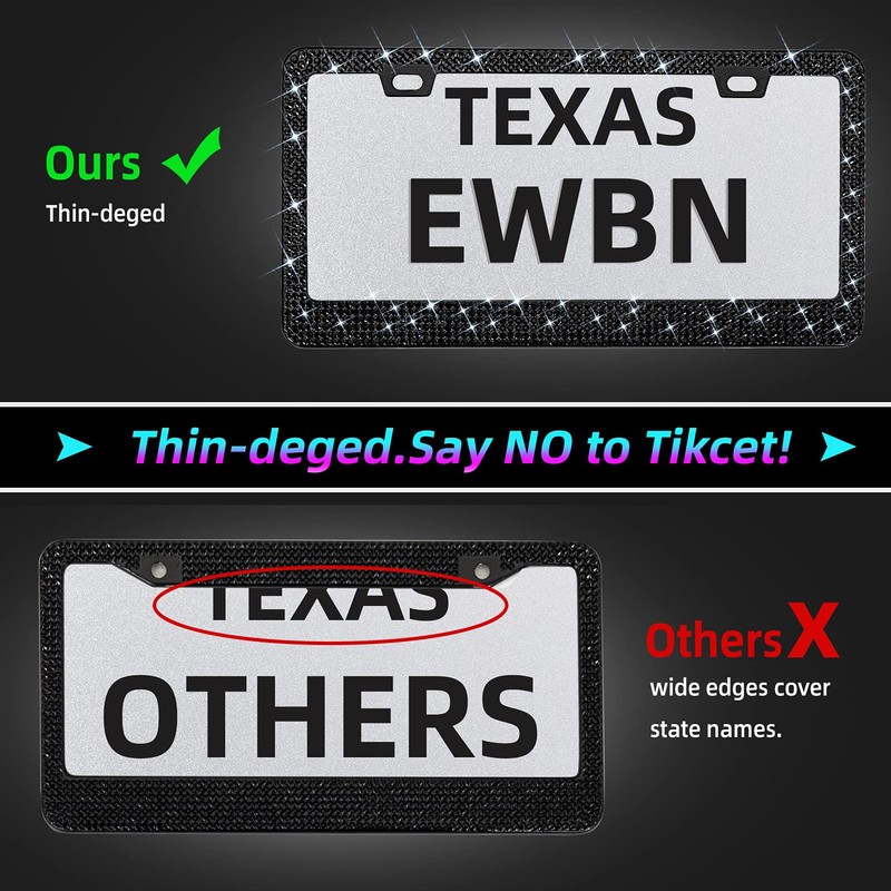 Bling Rhinestone License Plate Frame for Women，Diamond Sparkly Frames| Stainless