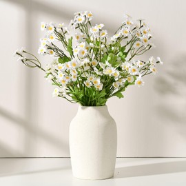 SIDUCAL Ceramic Modern Farmhouse Vase | 7 Inch Pottery White Sand Glaze Boho Vase for Home Decor, Table, Living Room, Bathroom Decoration, Shelf Decor, Mantel, Wedding, White