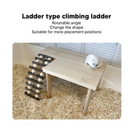 Hamster Platform Toy Hamster Climbing Platform 2-Layer Landscaping Hamster Play Activity Platform Natural Wood with Ladder