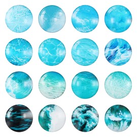 16 Pcs Fridge Magnets 35mm, 3D Glass Round Whitenboard Magnets, Refrigerator Magnets with Patterns, Decorative Magnets Strong for Photo Map Drawing Arts Crafts Cabinets Notice Office Home School