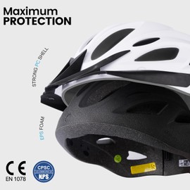 LUMDEER GENERUP Adult Bike Helmet 3 in 1 with Visor & Lights & Goggles - Certified Bicycle Helmet Lightweight Premium Quality, Adjustable Dial & Straps, Interior Padding, Air Vents for Men Women