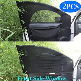 Ovege Car Window Shade-Side Window Sun Shade Breathable Mesh-Zipper Car Window Cover Screen-Car Camping Privacy Universal Fit for Most(95%) of Cars Front Seat 2pcs (Front Side Medium)